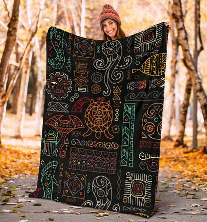 Polynesian Pattern Print Design A04 Premium Blanket