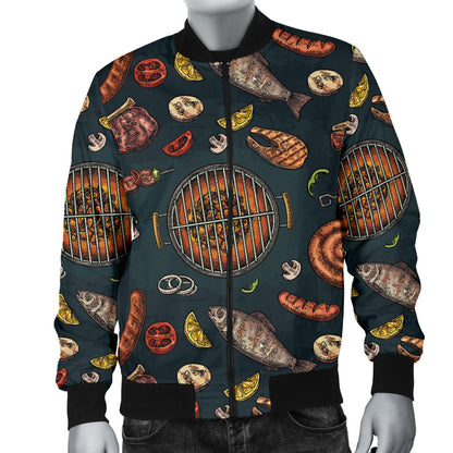 Barbecue Pattern Print Design 02 Men Bomber Jacket