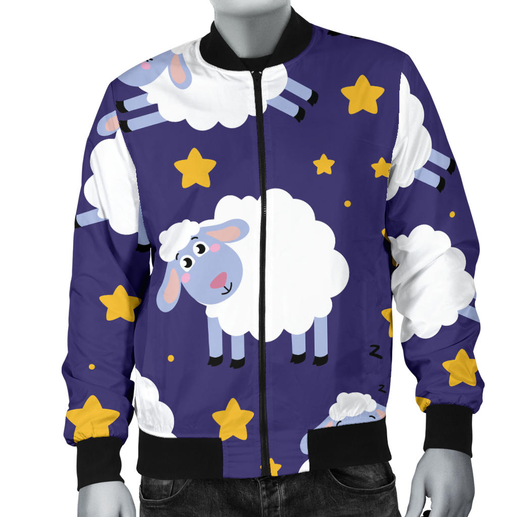 Sheep Pattern Print Design 03 Men Bomber Jacket