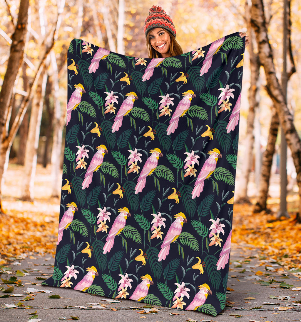 Cockatoo Pattern Print Design 03 Premium Blanket