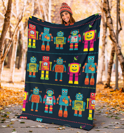 Robot Pattern Print Design A01 Premium Blanket