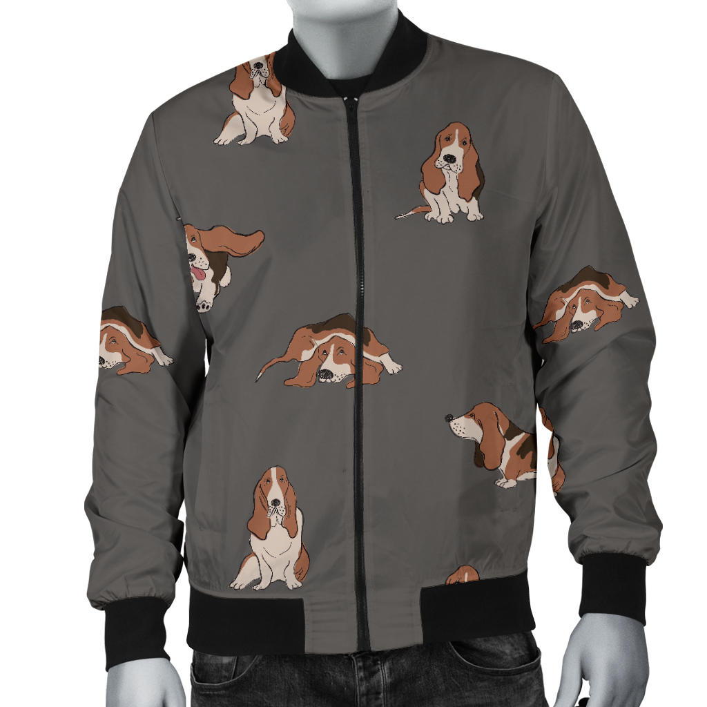 Basset Hound Pattern Print Design 03 Men Bomber Jacket