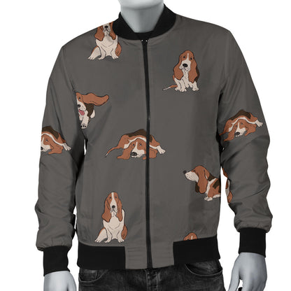 Basset Hound Pattern Print Design 03 Men Bomber Jacket