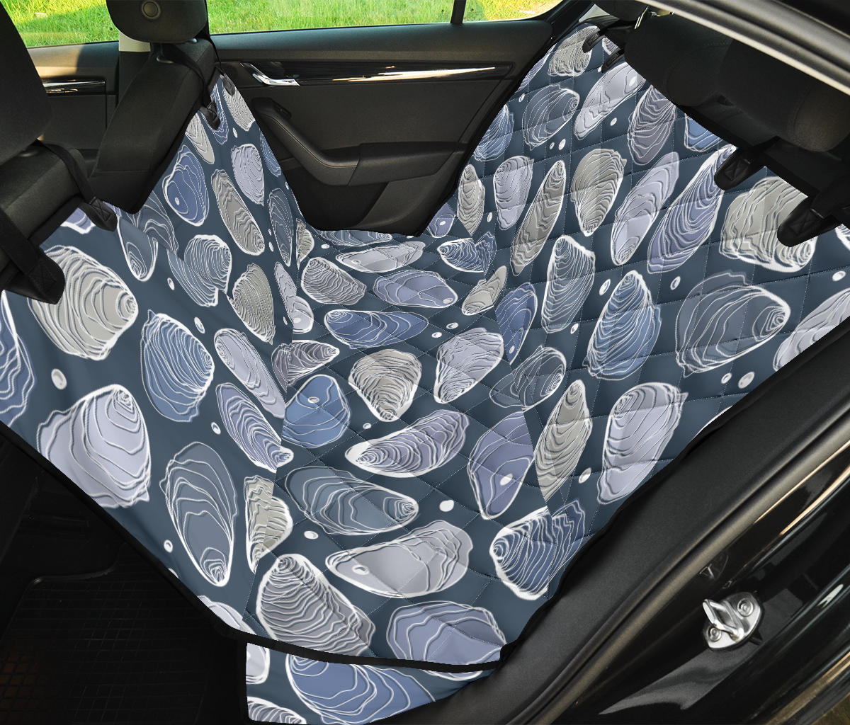 Oyster Pattern Print Design 02 Rear Dog Car Seat Cover Hammock