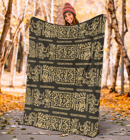 Mayan Pattern Print Design 02 Premium Blanket