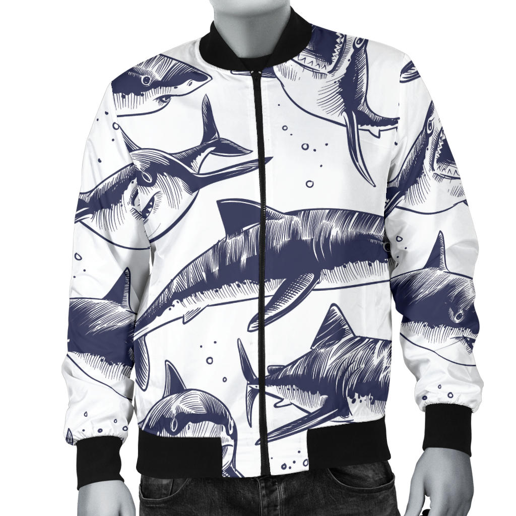 Great White Shark Pattern Print Design 02 Men Bomber Jacket