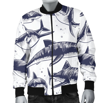 Great White Shark Pattern Print Design 02 Men Bomber Jacket