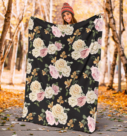 Rose Pattern Print Design A01 Premium Blanket