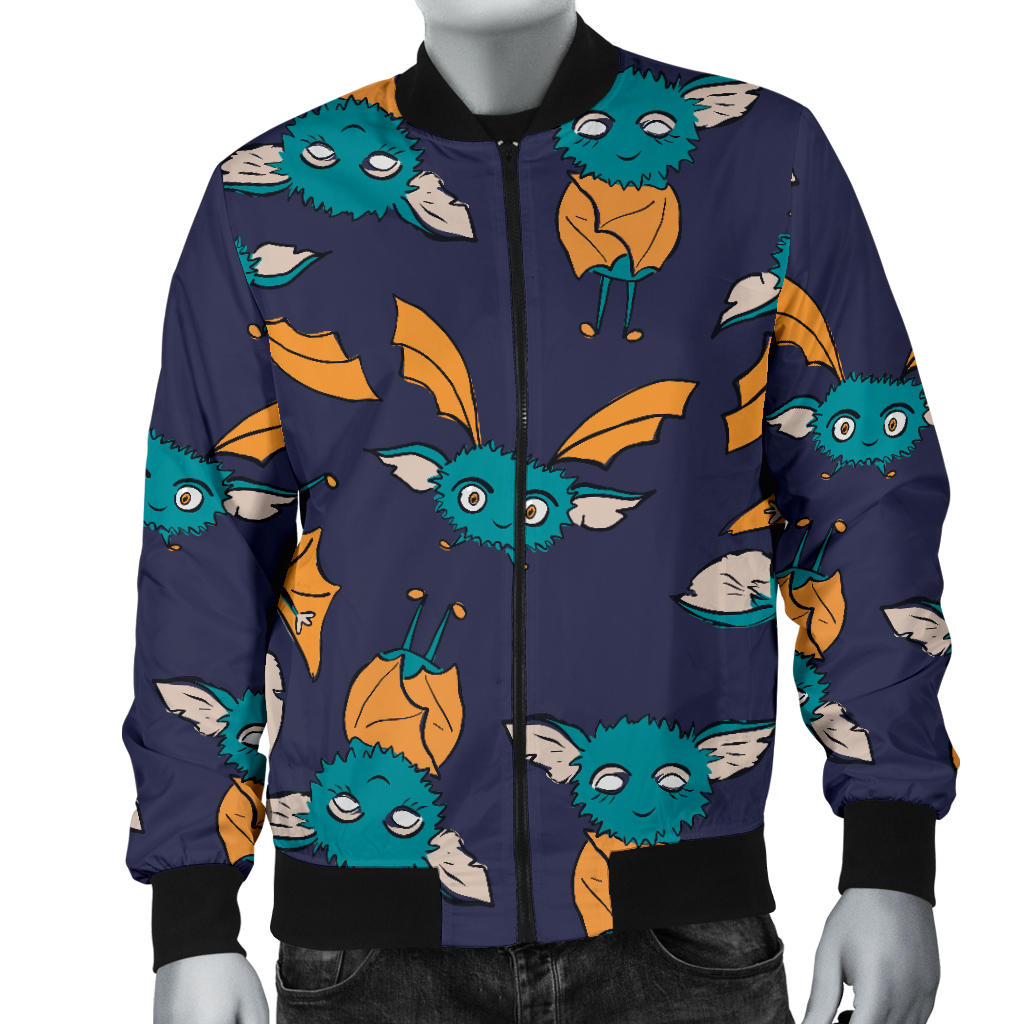 Bat Pattern Print Design 07 Men Bomber Jacket