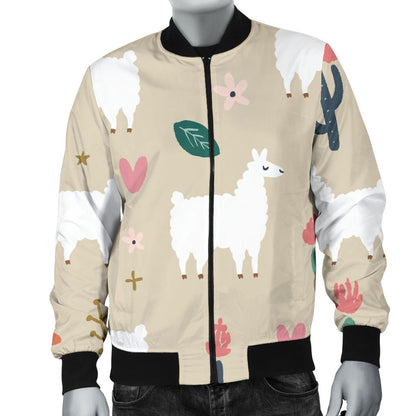 Llama Cactus Pattern Print Design 09 Men Bomber Jacket