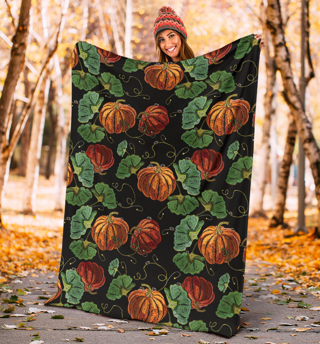 Pumpkin Pattern Print Design A02 Premium Blanket