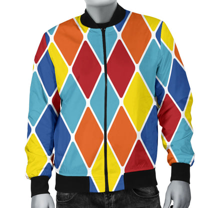 Harlequin Pattern Print Design 01 Men Bomber Jacket