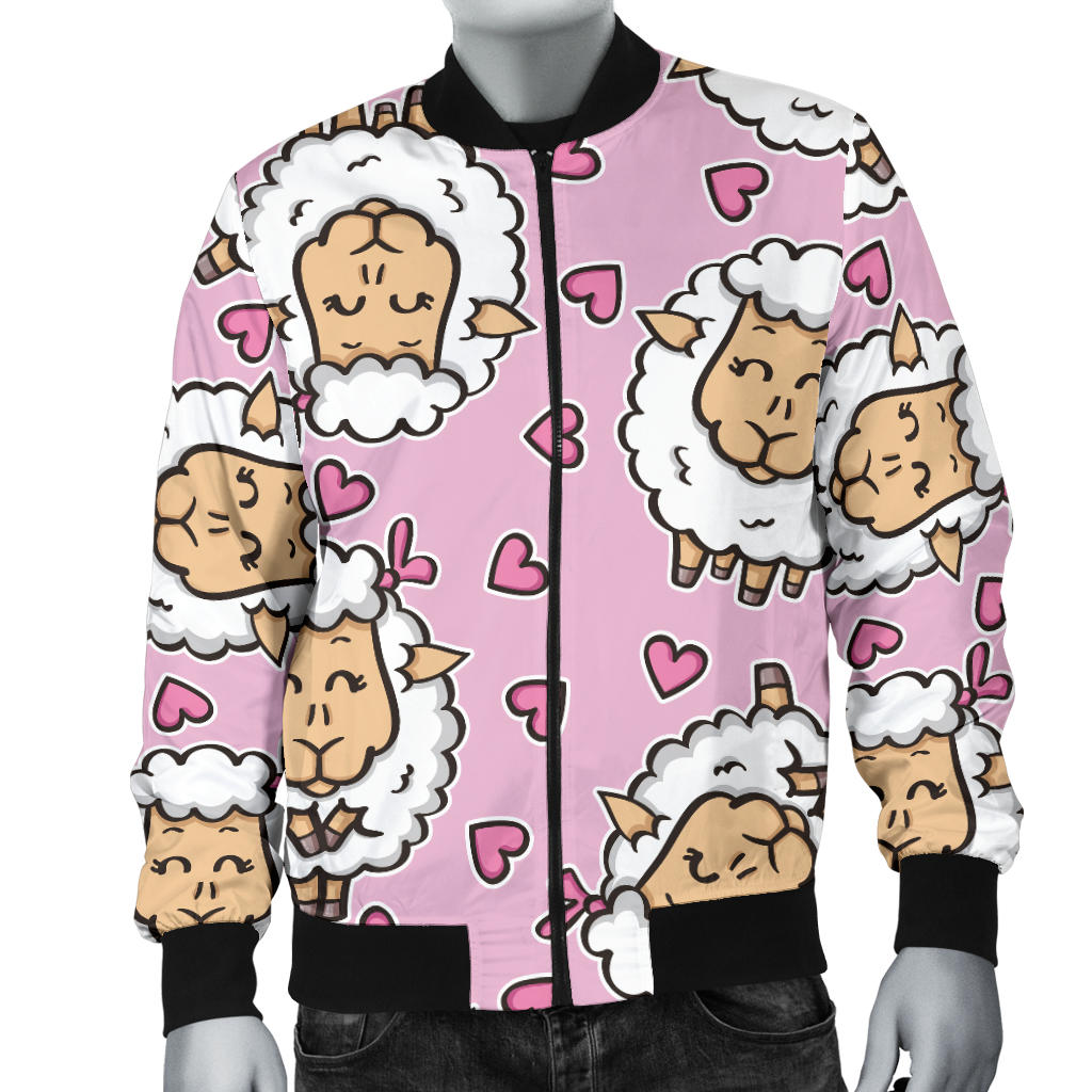 Sheep Cute Pattern Print Design 01 Men Bomber Jacket