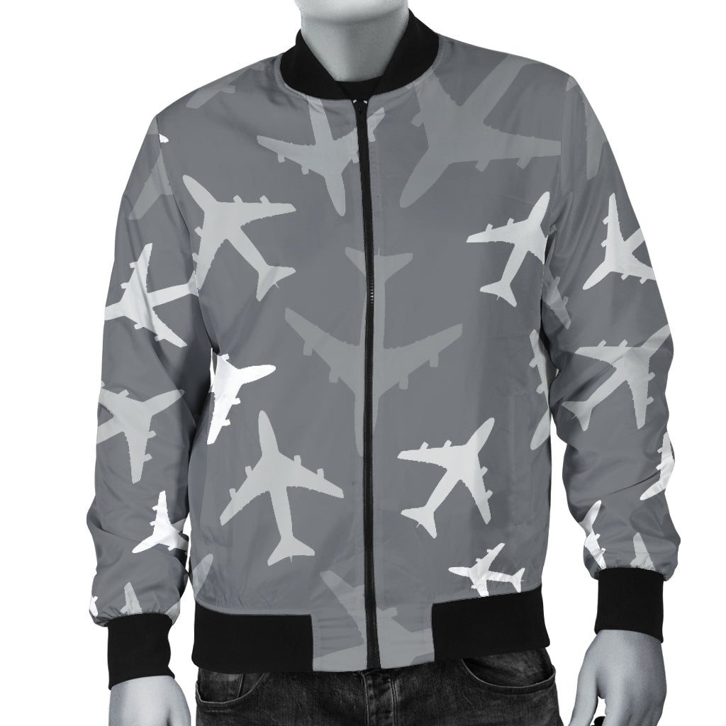 Airplane Pattern Print Design 02 Men Bomber Jacket