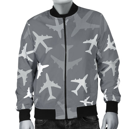 Airplane Pattern Print Design 02 Men Bomber Jacket