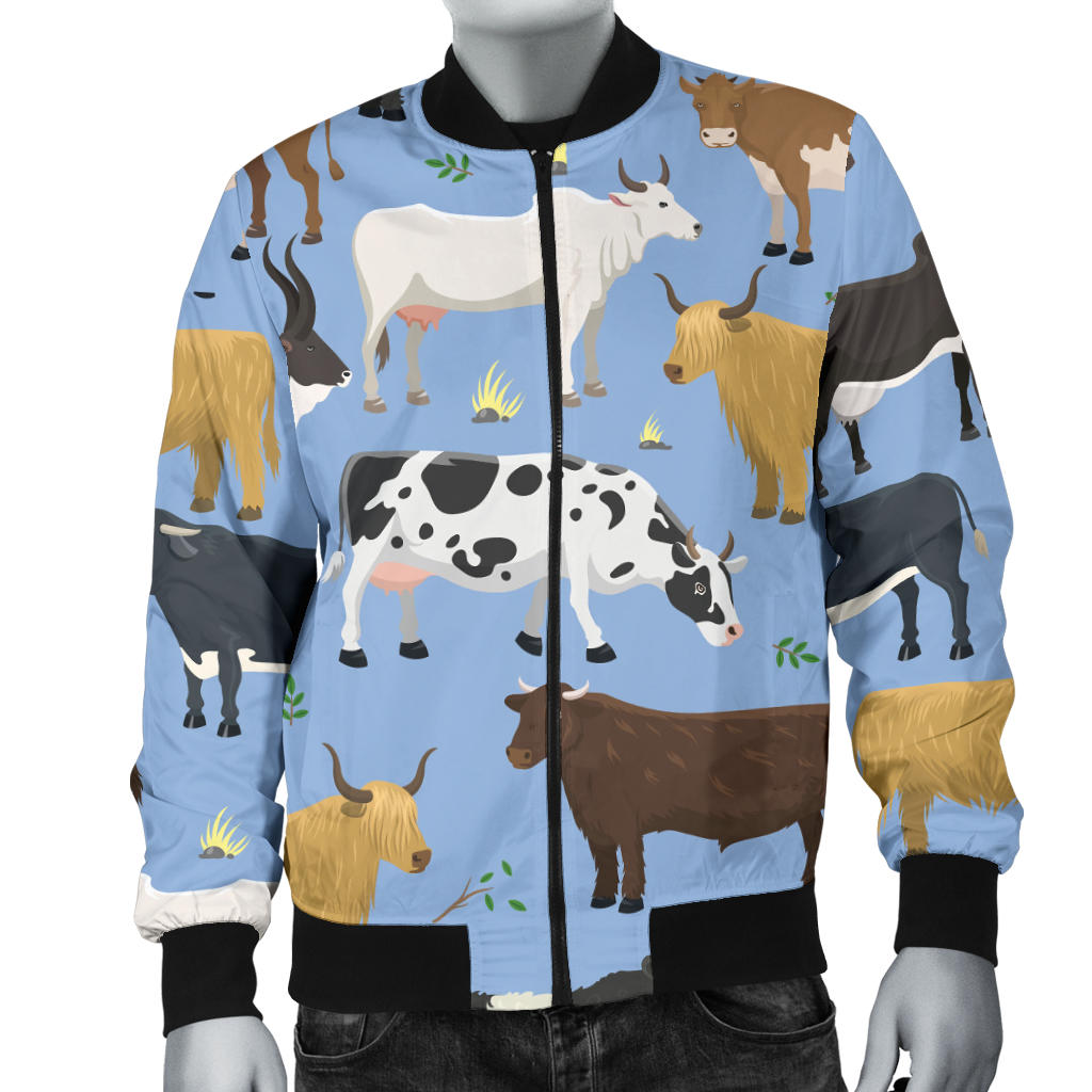Cattle Pattern Print Design 02 Men Bomber Jacket