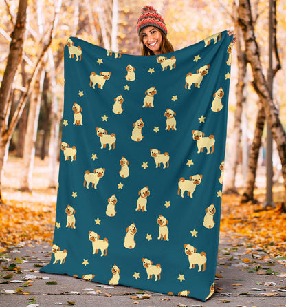 Pug Pattern Print Design A06 Premium Blanket