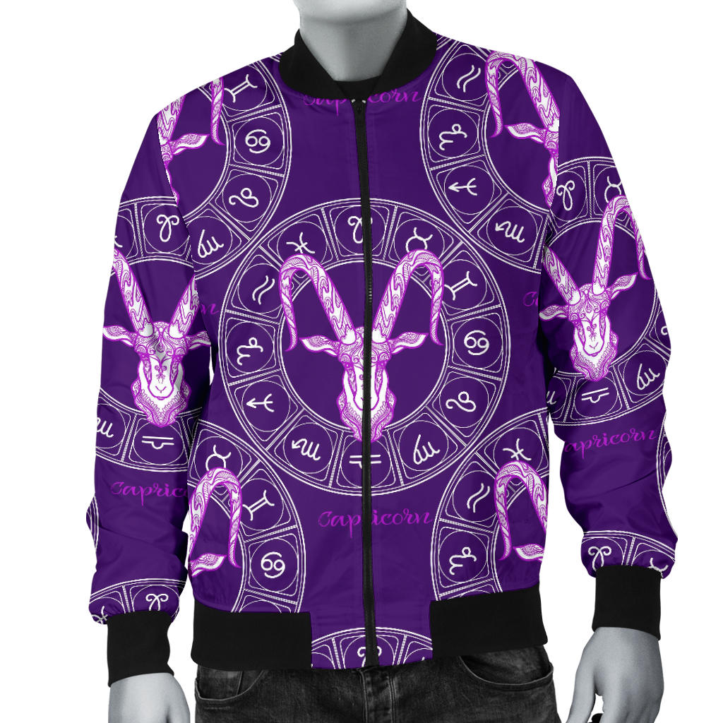 Capricorn Zodiac Pattern Print Design 04 Men Bomber Jacket