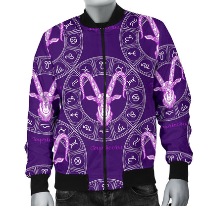 Capricorn Zodiac Pattern Print Design 04 Men Bomber Jacket