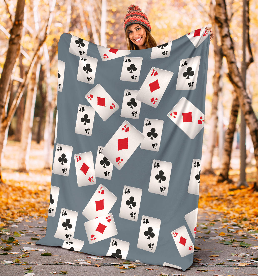 Poker Cards Pattern Print Design A05 Premium Blanket