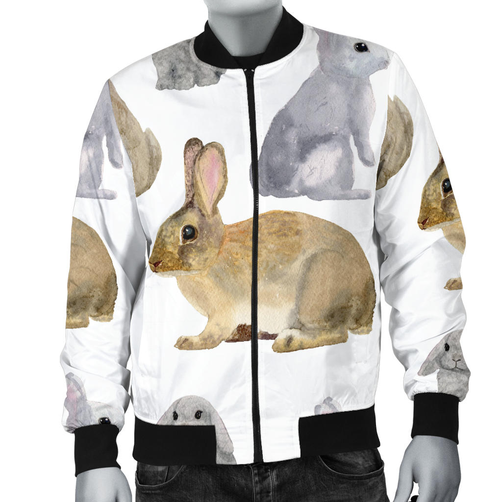 Rabbit Pattern Print Design 02 Men Bomber Jacket