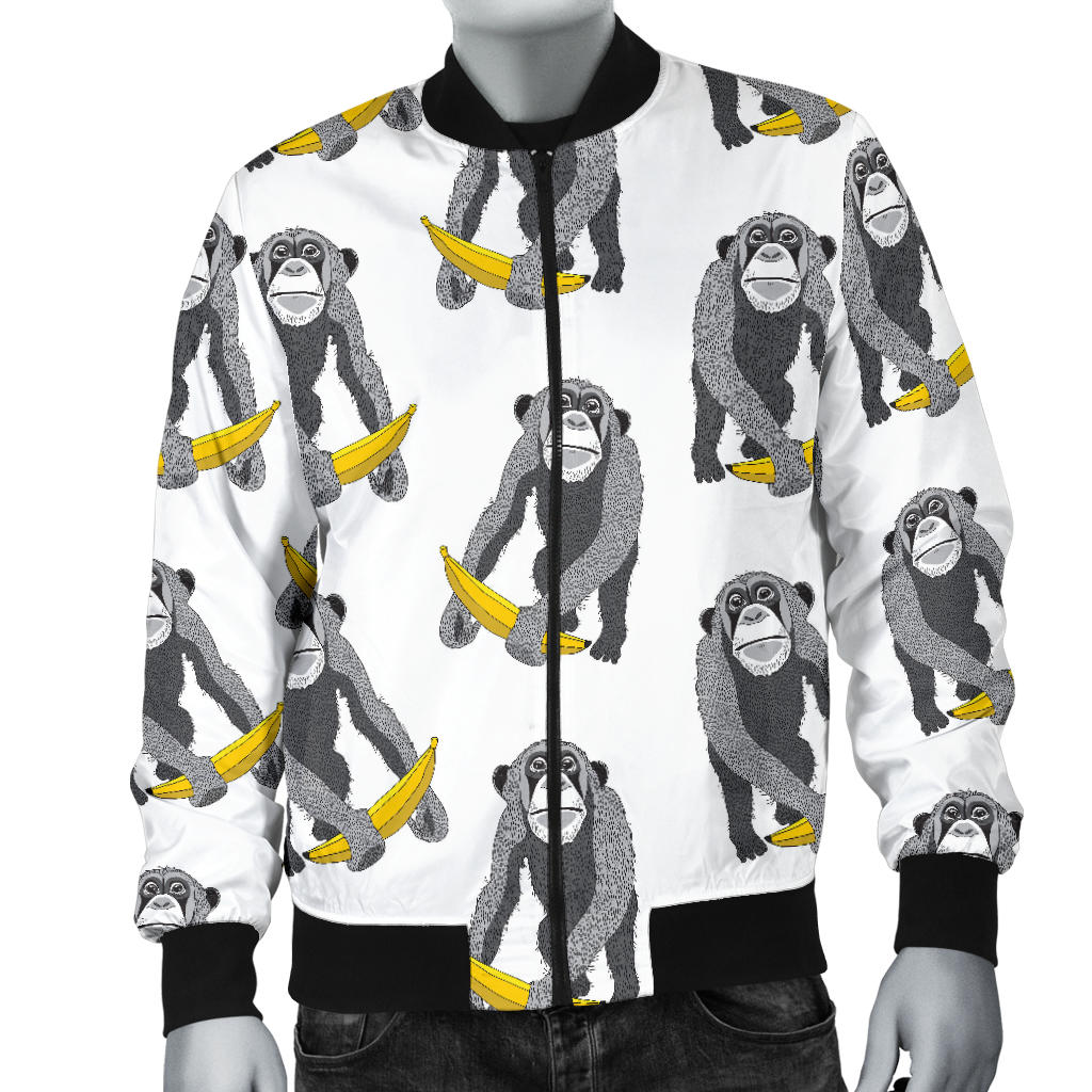 Chimpanzee Pattern Print Design 05 Men Bomber Jacket