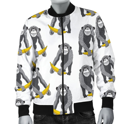 Chimpanzee Pattern Print Design 05 Men Bomber Jacket