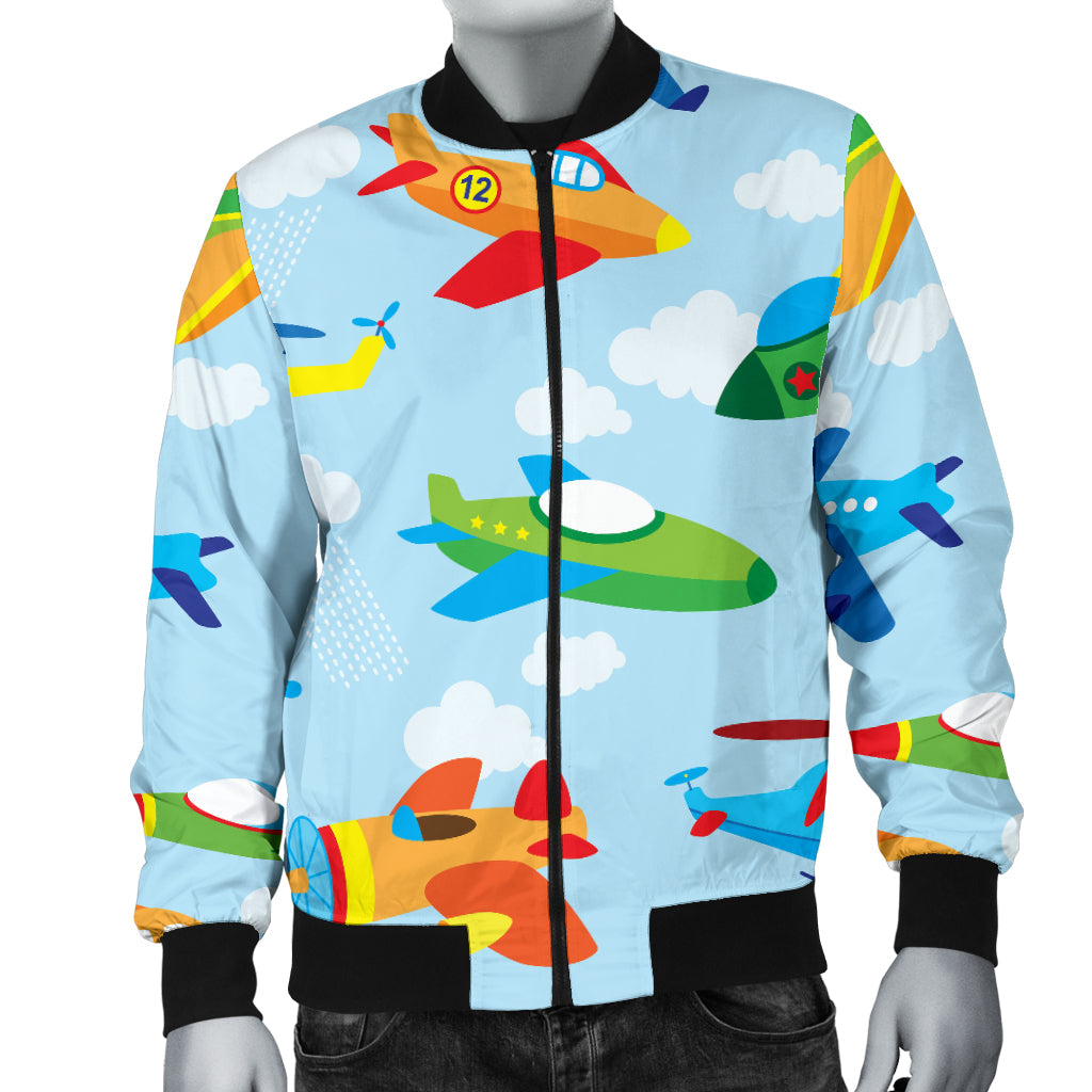 Airplane Colorful Pattern Print Design 01 Men Bomber Jacket