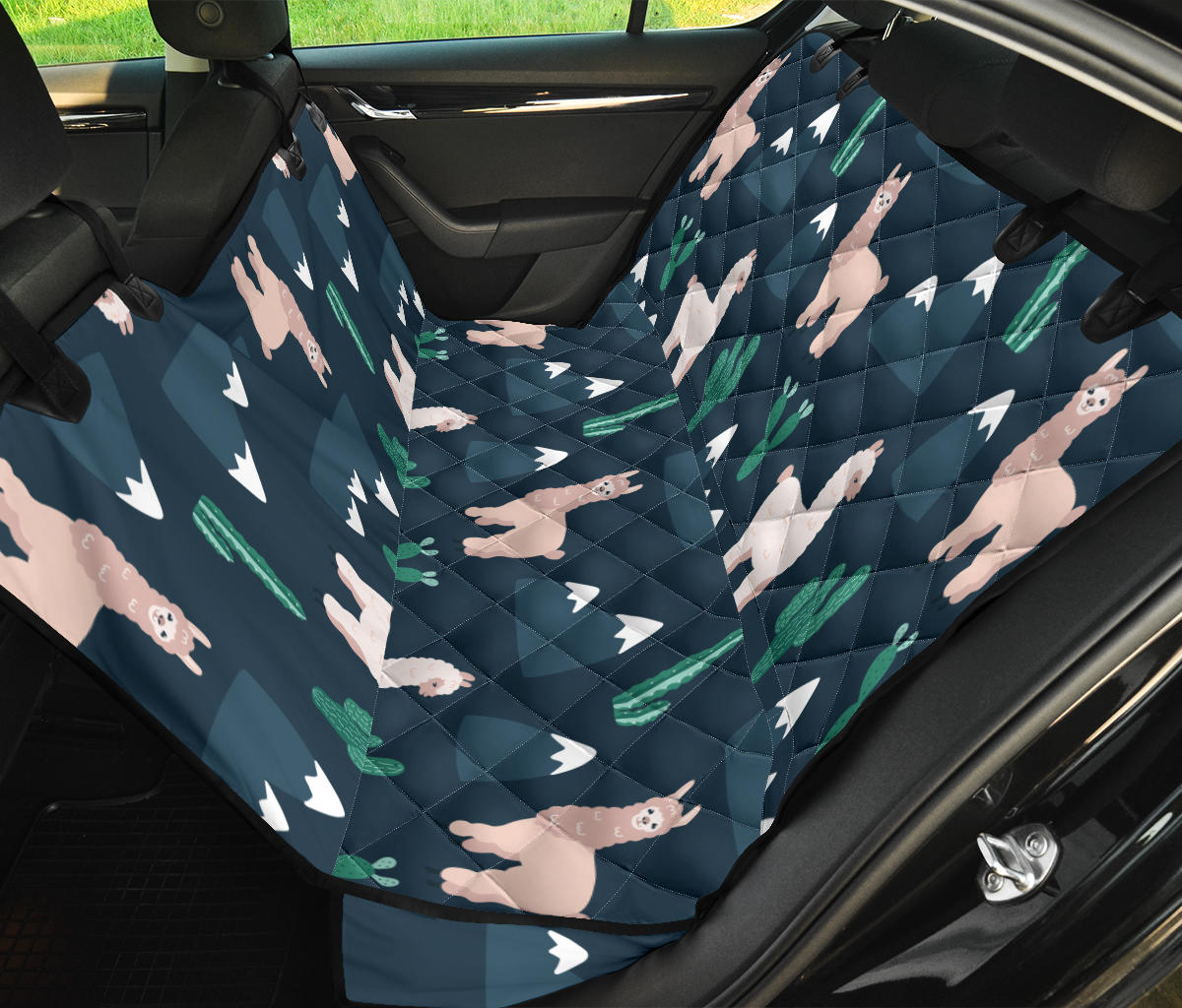 Llama Pattern Print Design 06 Rear Dog Car Seat Cover Hammock