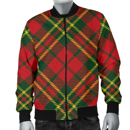 Plaid Holiday Pattern Print Design A01 Men Bomber Jacket