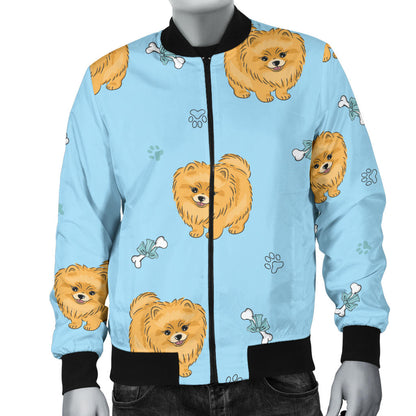 Pomeranians Pattern Print Design A03 Men Bomber Jacket