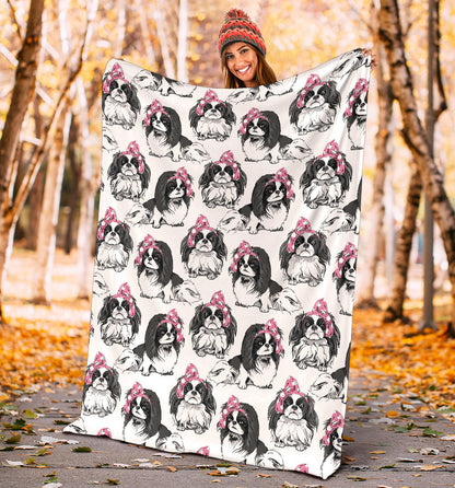 Japanese Chin Pattern Print Design 01 Premium Blanket