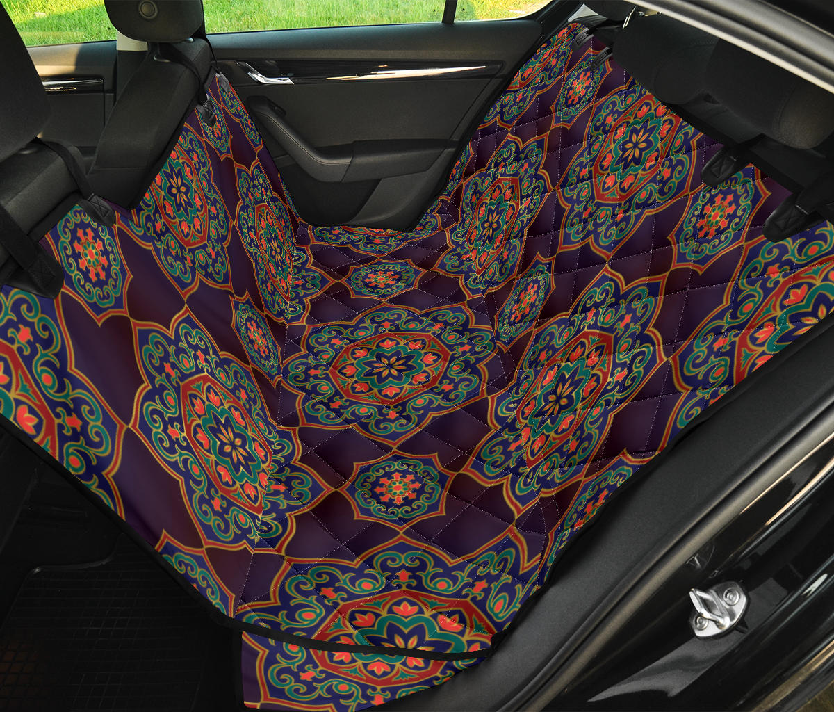 Medallion Pattern Print Design 03 Rear Dog Car Seat Cover Hammock