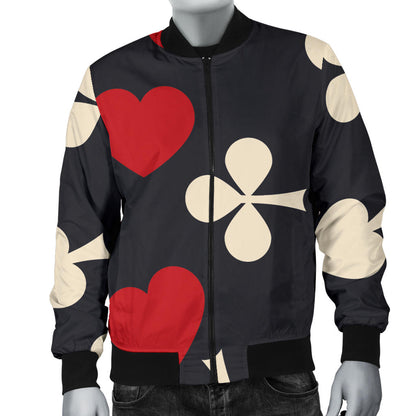 Poker Cards Pattern Print Design A02 Men Bomber Jacket