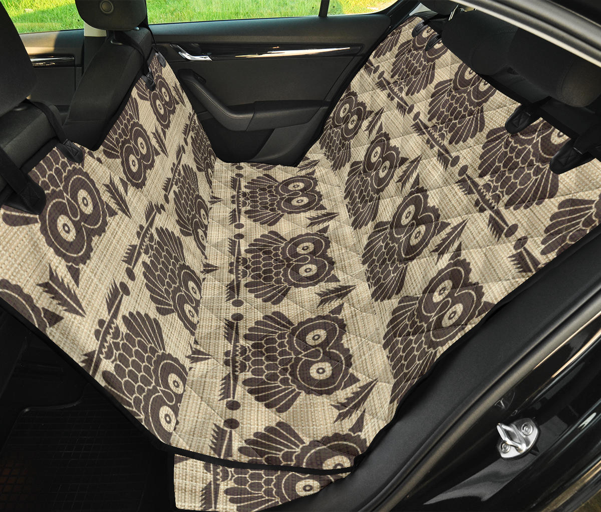 Owl Pattern Print Design A01 Rear Dog Car Seat Cover Hammock