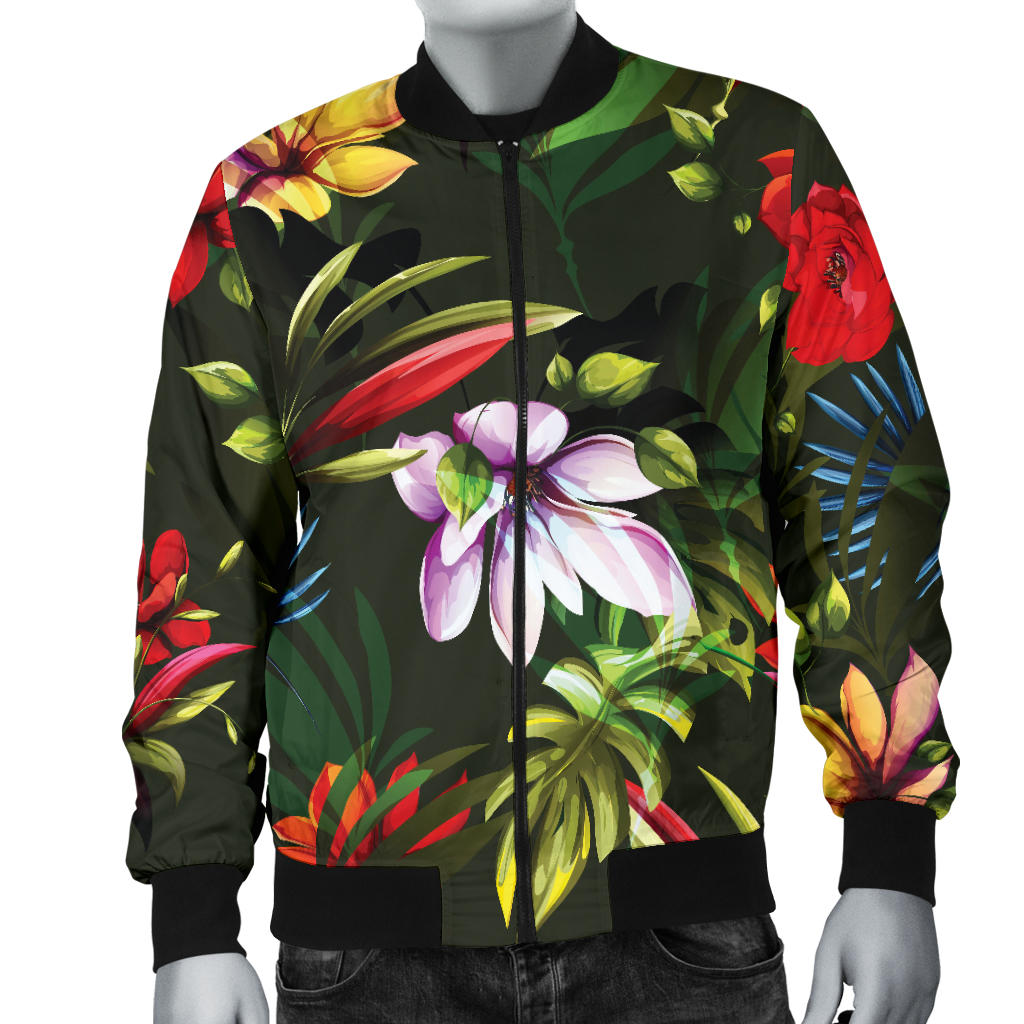 Magnolia Pattern Print Design 02 Men Bomber Jacket