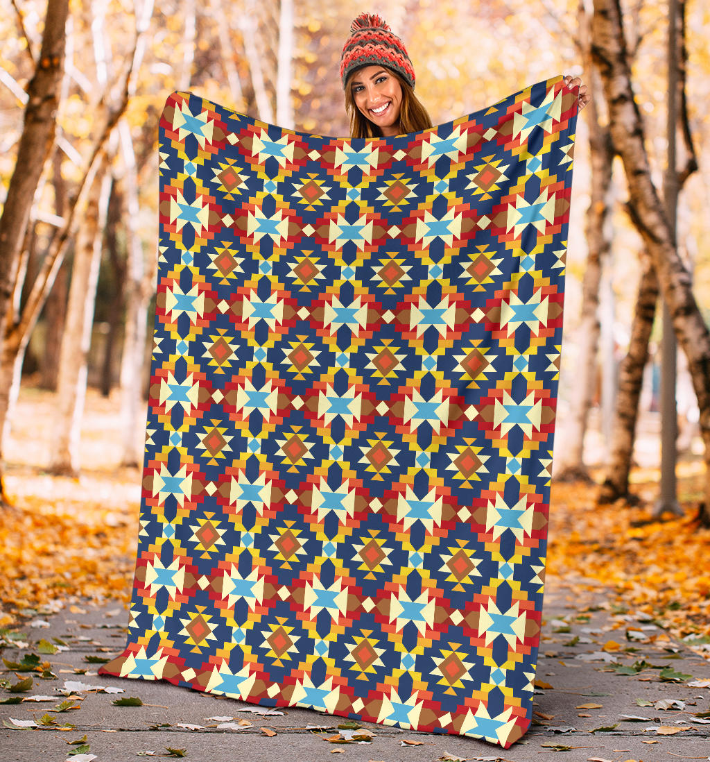 Aztec Pattern Print Design 01 Premium Blanket