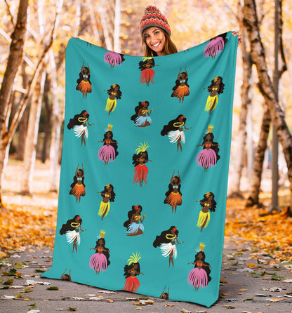 Hula Dancers Pattern Print Design 04 Premium Blanket