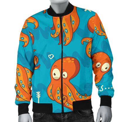Octopus Pattern Print Design A02 Men Bomber Jacket