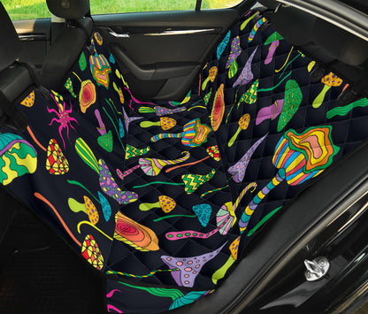 Psychedelic Mushroom Pattern Print Design A02 Rear Dog Car Seat Cover Hammock