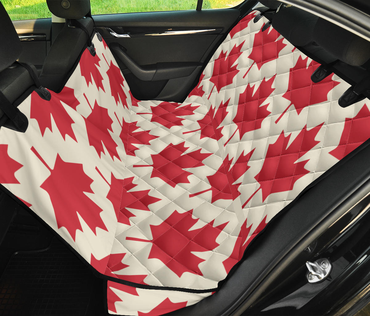 Maple Leaf Pattern Print Design 03 Rear Dog Car Seat Cover Hammock