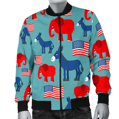 Donkey Red Elephant Pattern Print Design 03 Men Bomber Jacket