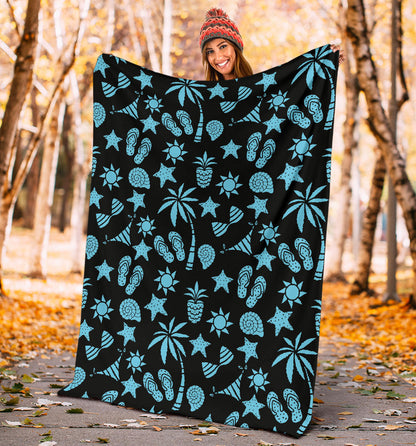 Beach Scene Pattern Print Design 03 Premium Blanket