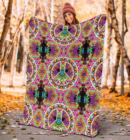 Peace Sign Pattern Print Design A03 Premium Blanket
