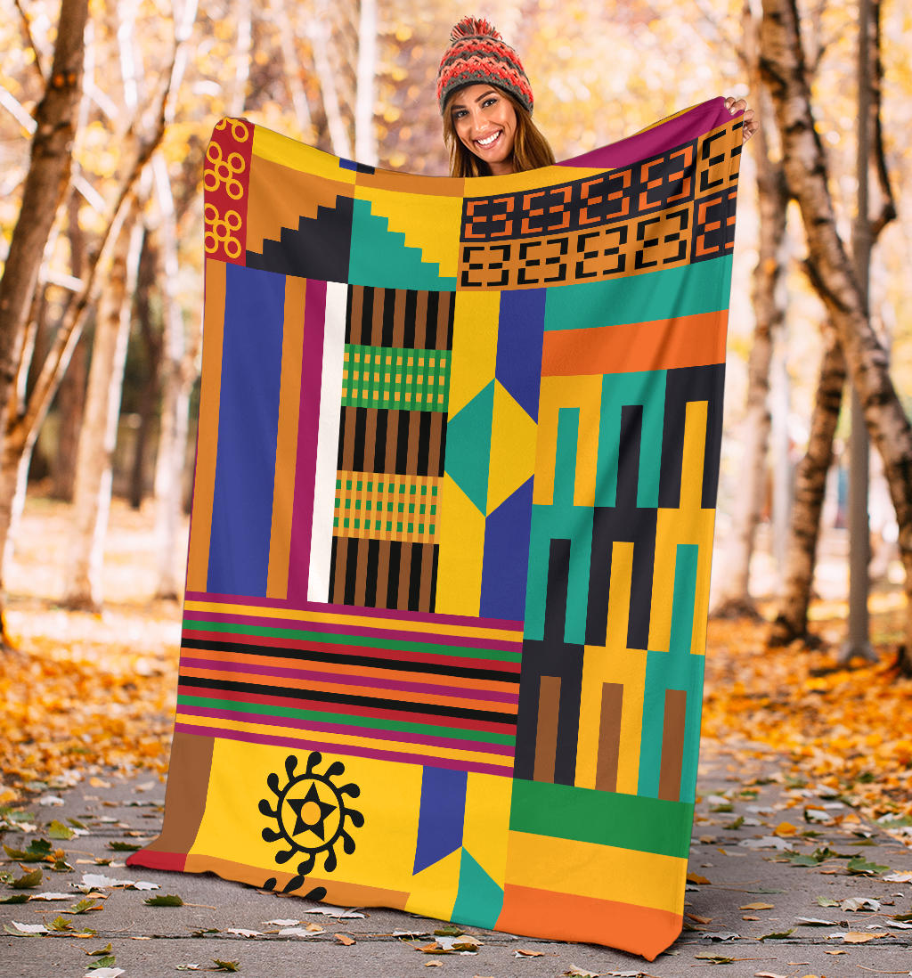 Kente Pattern Print Design 03 Premium Blanket