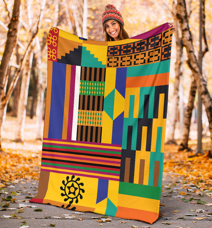 Kente Pattern Print Design 03 Premium Blanket