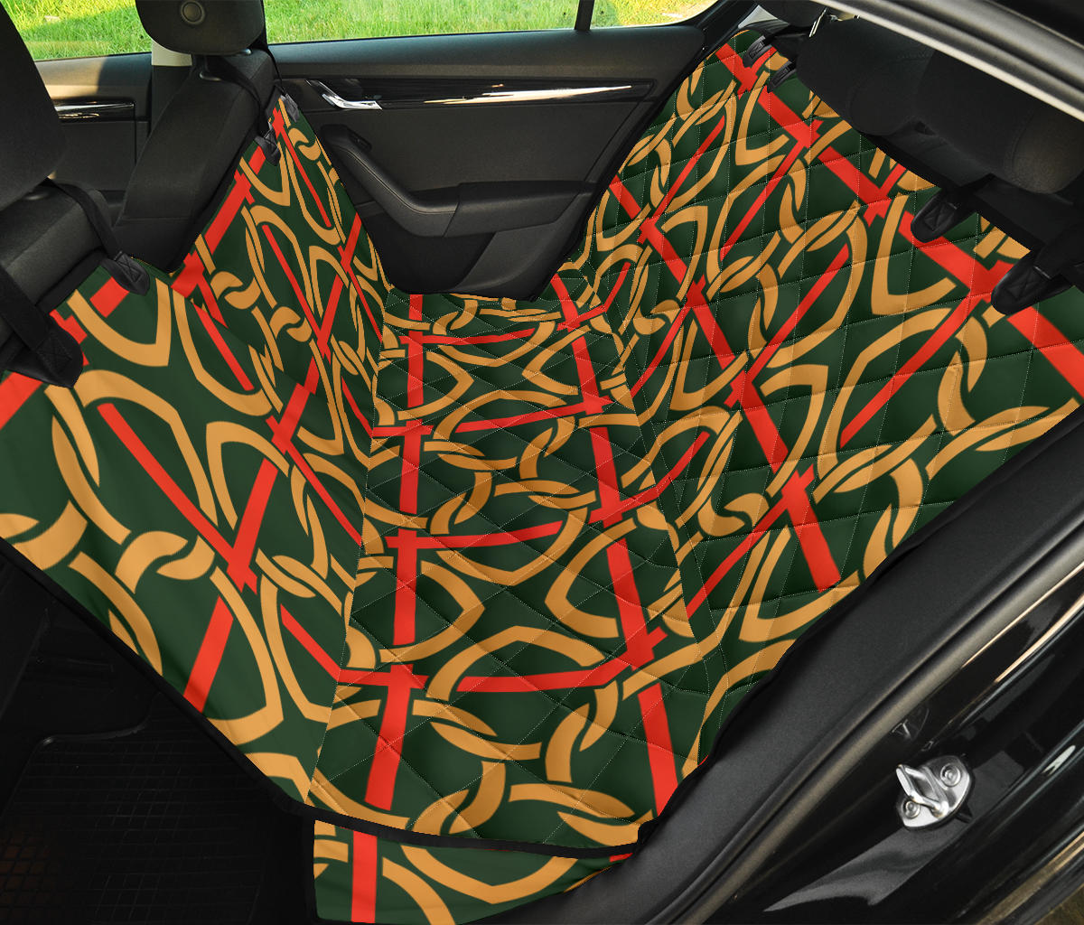 Irish Pattern Print Design 01 Rear Dog Car Seat Cover Hammock
