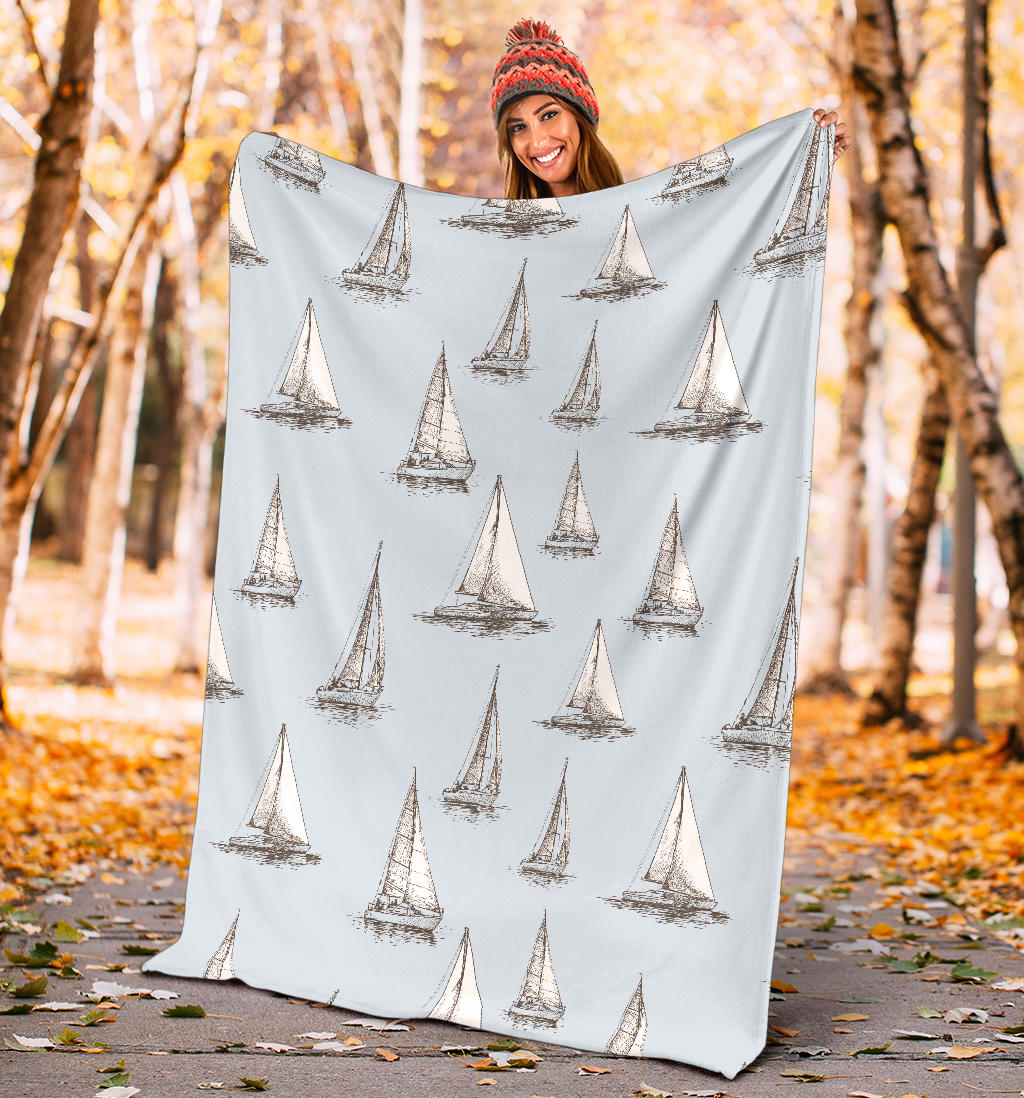 Sailing Ships Pattern Print Design A01 Premium Blanket