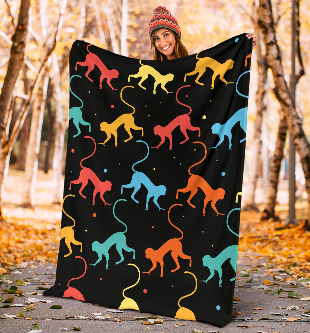 Monkey Pattern Print Design 01 Premium Blanket