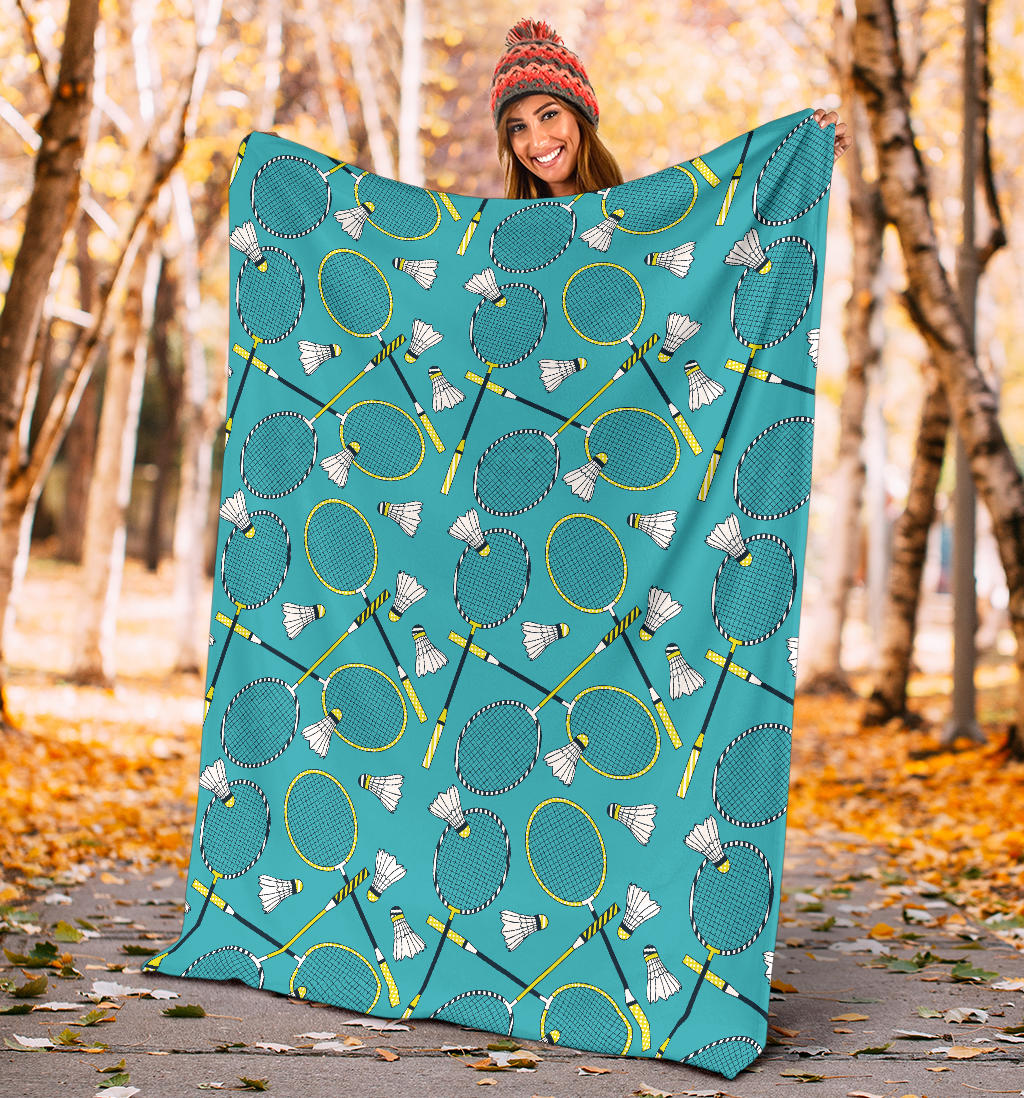 Badminton Pattern Print Design 06 Premium Blanket